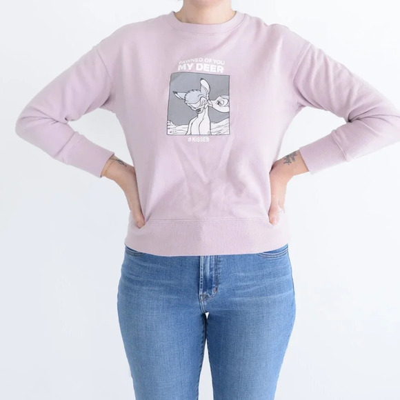 Uniqlo x Disney Purple Fawned of you Deer Bambi Crewneck Sweater XSmall - Picture 2 of 12